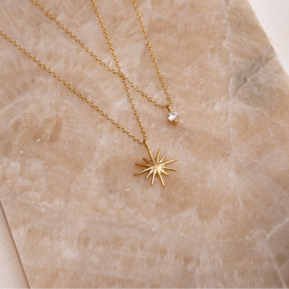 Starlight Pendant Gold Double Charm necklace
